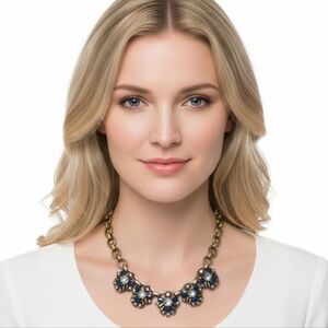 LOFT Blue Rhinestone Statement Necklace